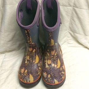 YOUTH BOGS SNOW BOOTS FOREST ANIMAL DESIGN LOWER